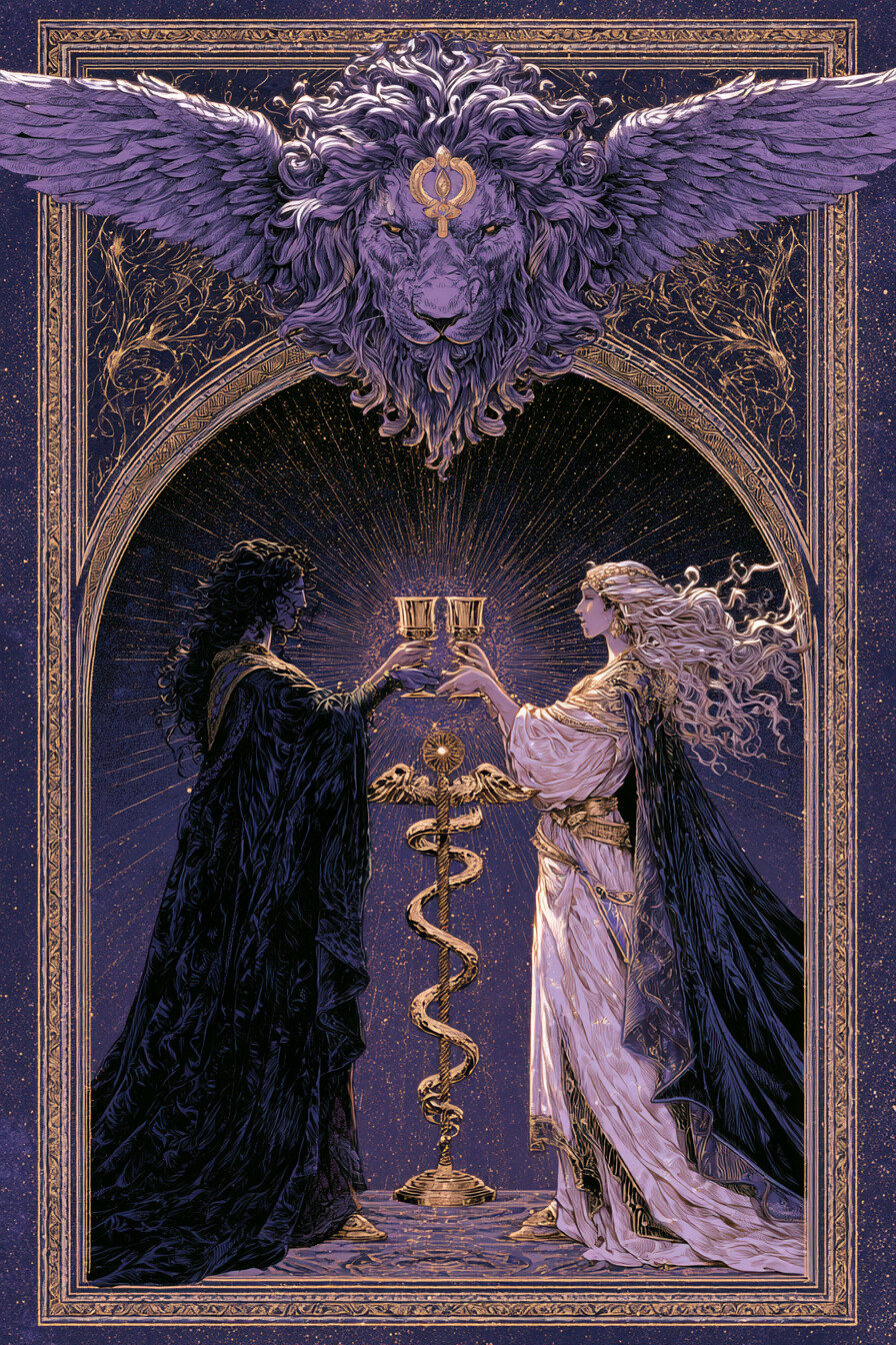 2 컵(2 of Cups) 타로 카드 그림 — 선택과 균형, 협력의 시작 (감정·관계·마음의 흐…