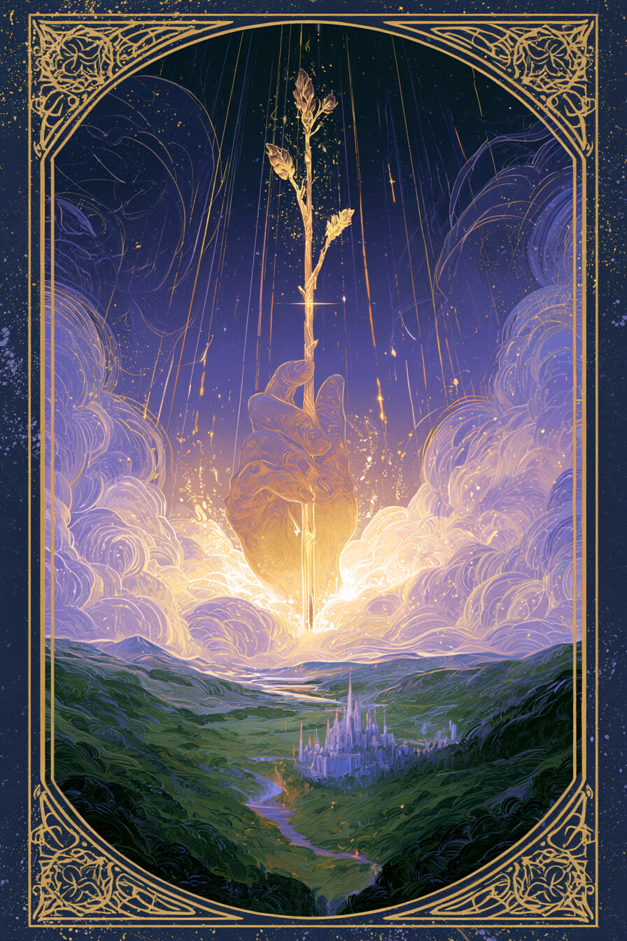에이스 완드(Ace of Wands) 타로 카드 그림 — 새로운 시작의 씨앗, 잠재된 기회 (열정·행동·일…